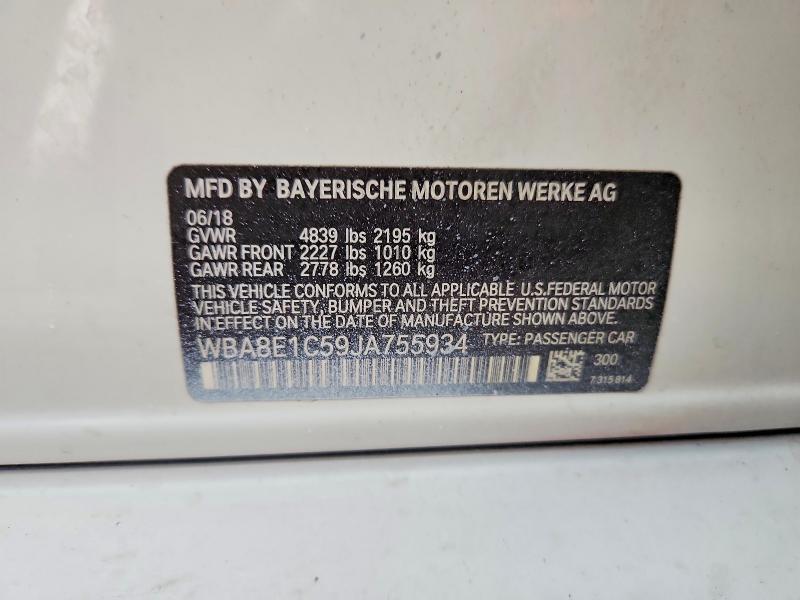 Aukcja sprzedaży 2018 Bmw 330e, vin: WBA8E1C59JA755934, numer aukcji: 64589186