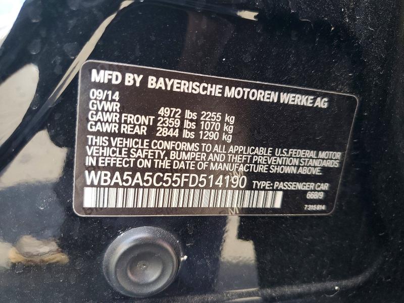 64153336 :رقم المزاد ، WBA5A5C55FD514190 vin ، 2015 Bmw 528 مزاد بيع