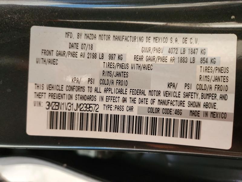 Продаж на аукціоні авто 2018 Mazda 3, vin: 3MZBN1V31JM239572, номер лоту: 64854196