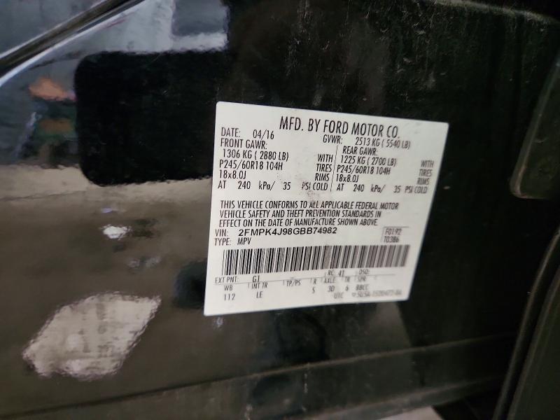 Продаж на аукціоні авто 2016 Ford Edge, vin: 2FMPK4J98GBB74982, номер лоту: 65464706