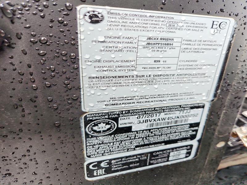 Продажа на аукционе авто 2018 Can-am Maverick X3, vin: 3JBVXAW45JK000252, номер лота: 64423956