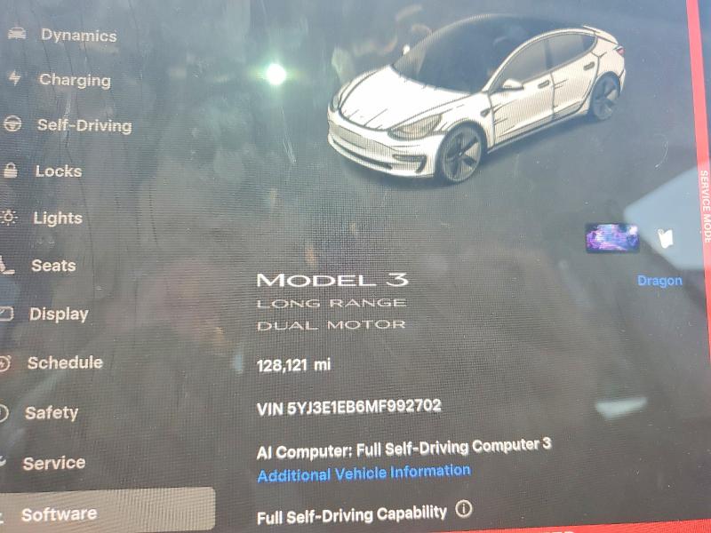 Aukcja sprzedaży 2021 Tesla Model 3, vin: 5YJ3E1EB6MF992702, numer aukcji: 65205586