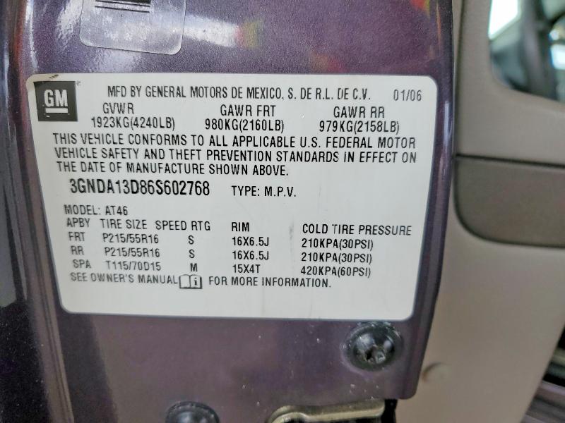 Продаж на аукціоні авто 2006 Chevrolet Hhr, vin: 3GNDA13D86S602768, номер лоту: 65546156
