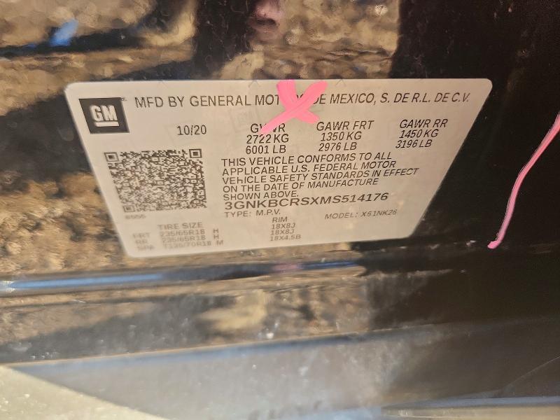 Aukcja sprzedaży 2021 Chevrolet Blazer, vin: 3GNKBCRSXMS514176, numer aukcji: 65331126