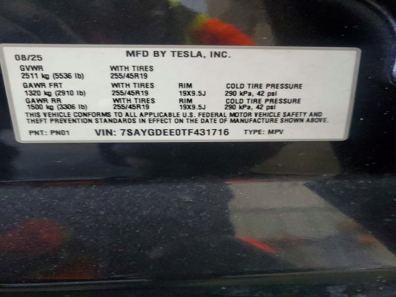 Продажа на аукционе авто 2026 Tesla Model Y, vin: 7SAYGDEE0TF431716, номер лота: 63206716