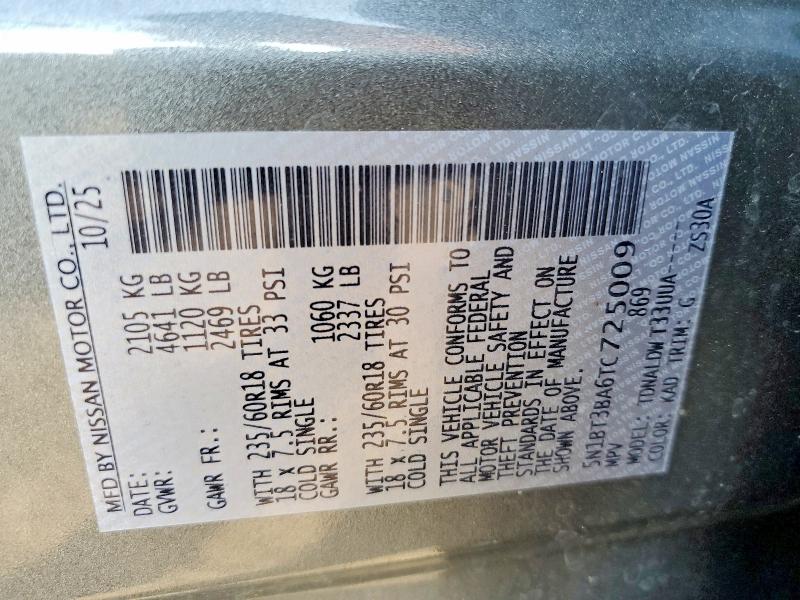 Aukcja sprzedaży 2026 Nissan Rogue, vin: 5N1BT3BA6TC725009, numer aukcji: 65007956