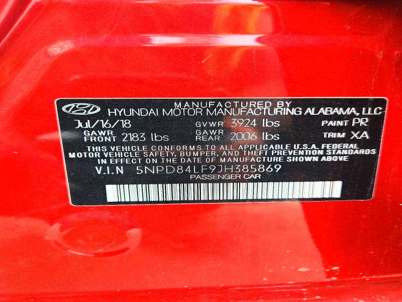 Продаж на аукціоні авто 2018 Hyundai Elantra, vin: 5NPD84LF9JH385869, номер лоту: 66456826