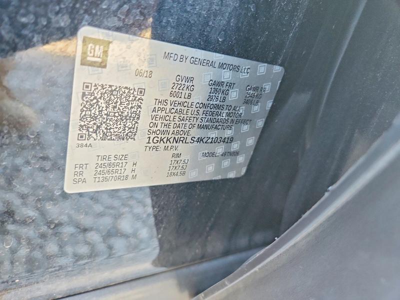 Продаж на аукціоні авто 2019 Gmc Acadia, vin: 1GKKNRLS4KZ103419, номер лоту: 65879606