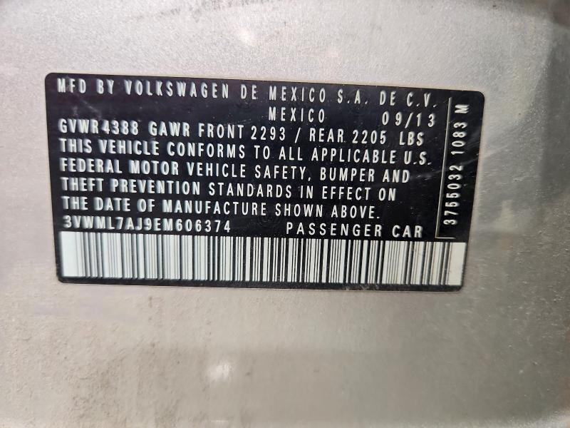 2014 Volkswagen Jetta მანქანა იყიდება აუქციონზე, vin: 3VWML7AJ9EM606374, აუქციონის ნომერი: 65126166