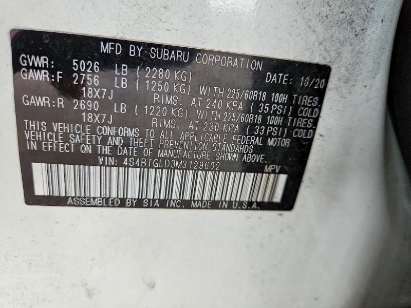 Продажа на аукционе авто 2021 Subaru Outback, vin: 4S4BTGLD3M3129602, номер лота: 64618286