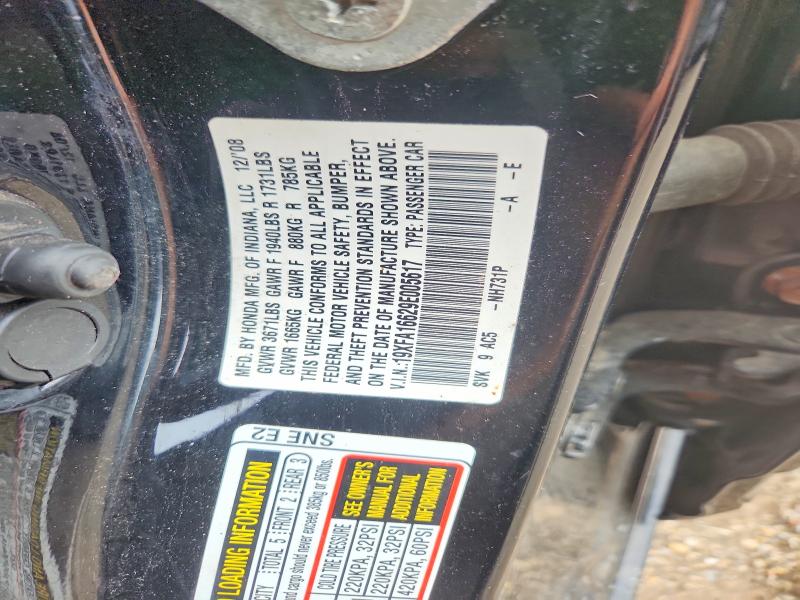 64315556 :رقم المزاد ، 19XFA16629E005617 vin ، 2009 Honda Civic مزاد بيع