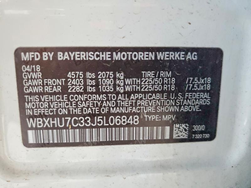 2018 Bmw X1 მანქანა იყიდება აუქციონზე, vin: WBXHU7C33J5L06848, აუქციონის ნომერი: 65712356
