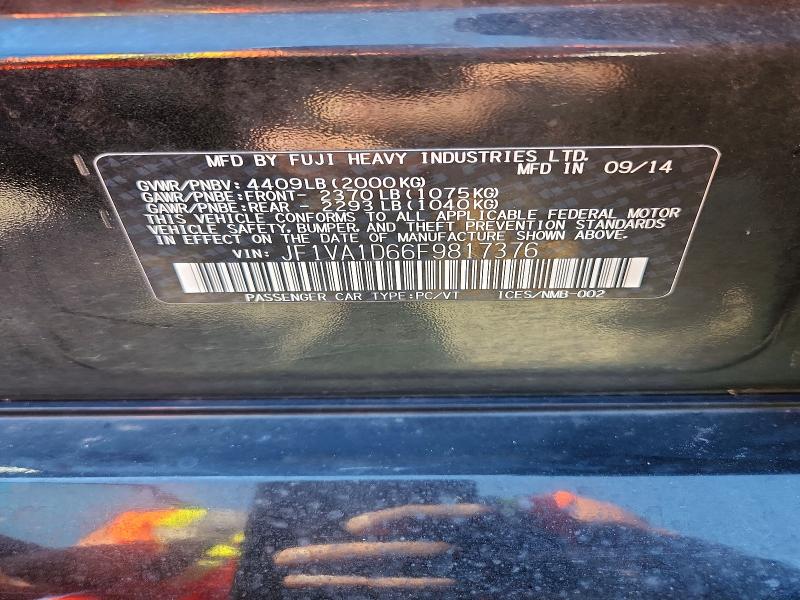 Продаж на аукціоні авто 2015 Subaru Wrx, vin: JF1VA1D66F9817376, номер лоту: 66464116