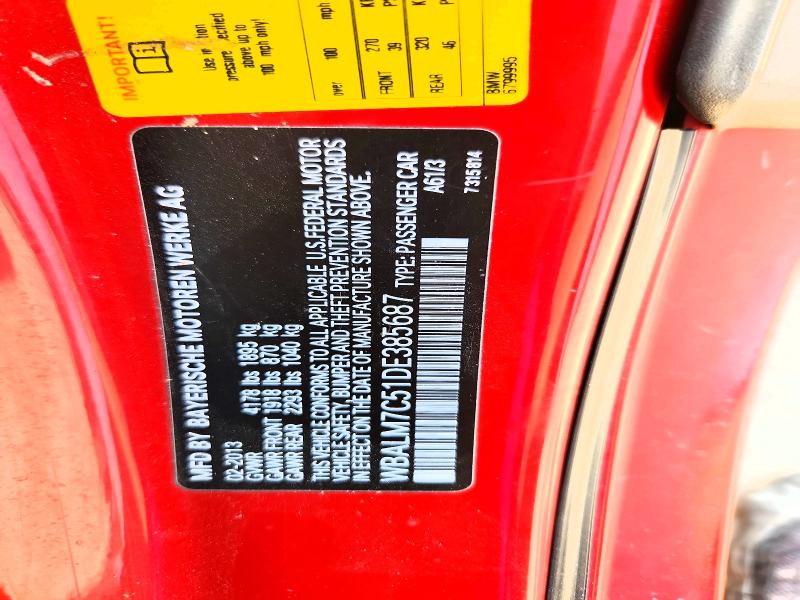 65892056 :رقم المزاد ، WBALM7C51DE385687 vin ، 2013 Bmw Z4 مزاد بيع