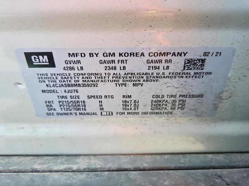 Aukcja sprzedaży 2021 Buick Encore, vin: KL4CJASB8MB359292, numer aukcji: 66103076