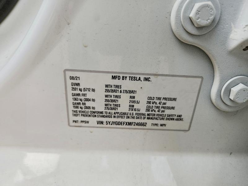 Aukcja sprzedaży 2021 Tesla Model Y, vin: 5YJYGDEFXMF246662, numer aukcji: 63525656