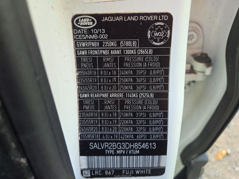 64248366 :رقم المزاد ، SALVR2BG3DH854613 vin ، 2013 Land Rover Range Rover Evoque مزاد بيع