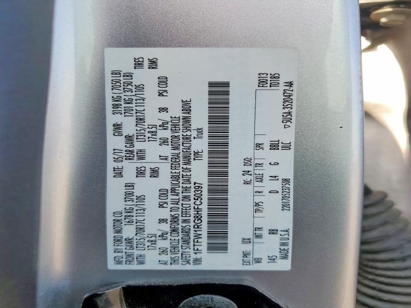 Продажа на аукционе авто 2017 Ford F150, vin: 1FTFW1RG8HFC50397, номер лота: 63776136