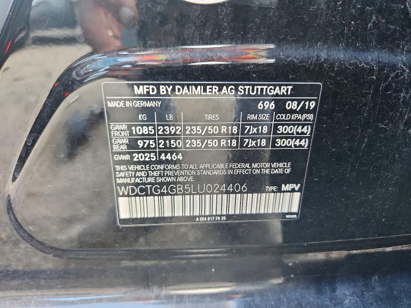 2020 Mercedes-benz Gla მანქანა იყიდება აუქციონზე, vin: WDCTG4GB5LU024406, აუქციონის ნომერი: 64298996