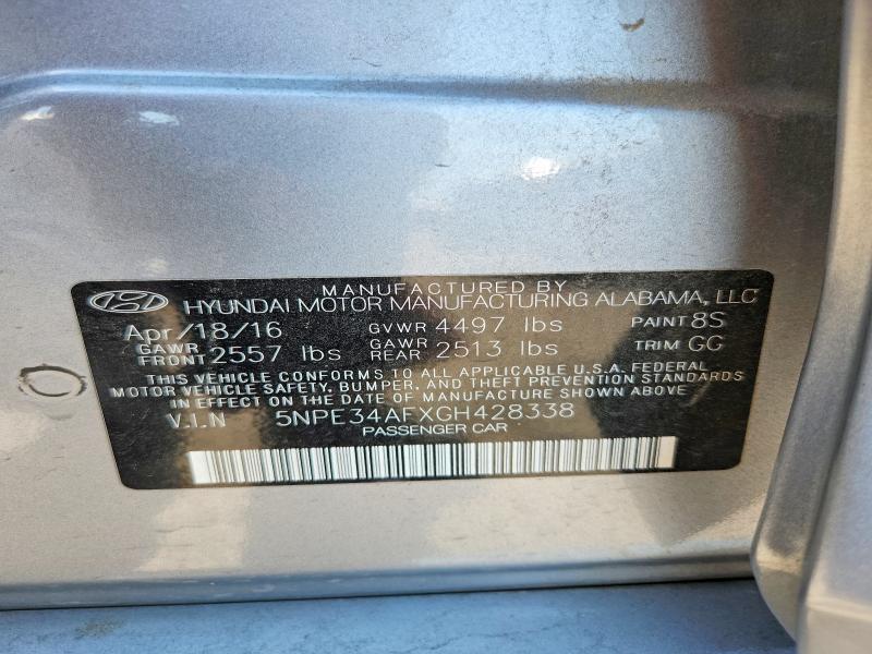 Aukcja sprzedaży 2016 Hyundai Sonata, vin: 5NPE34AFXGH428338, numer aukcji: 67128966