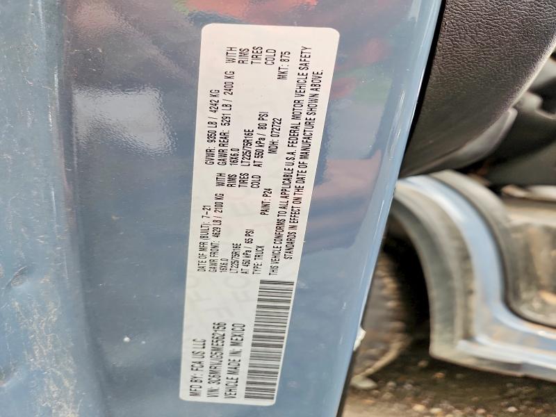 Продаж на аукціоні авто 2021 Ram Promaster 3500, vin: 3C6MRVJG5ME562156, номер лоту: 65282636