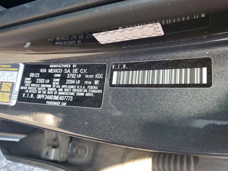 63821166 :رقم المزاد ، 3KPF24AD3ME407773 vin ، 2021 Kia Forte مزاد بيع