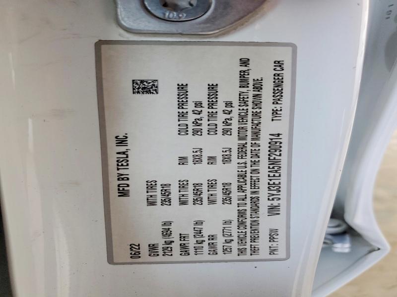 65464446 :رقم المزاد ، 5YJ3E1EA5NF290914 vin ، 2022 Tesla Model 3 مزاد بيع