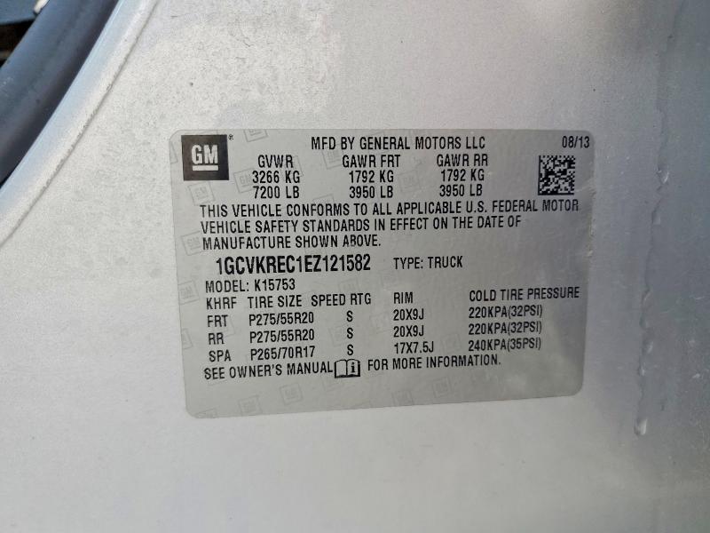 Auction sale of the 2014 Chevrolet Silverado, vin: 1GCVKREC1EZ121582, lot number: 63634836