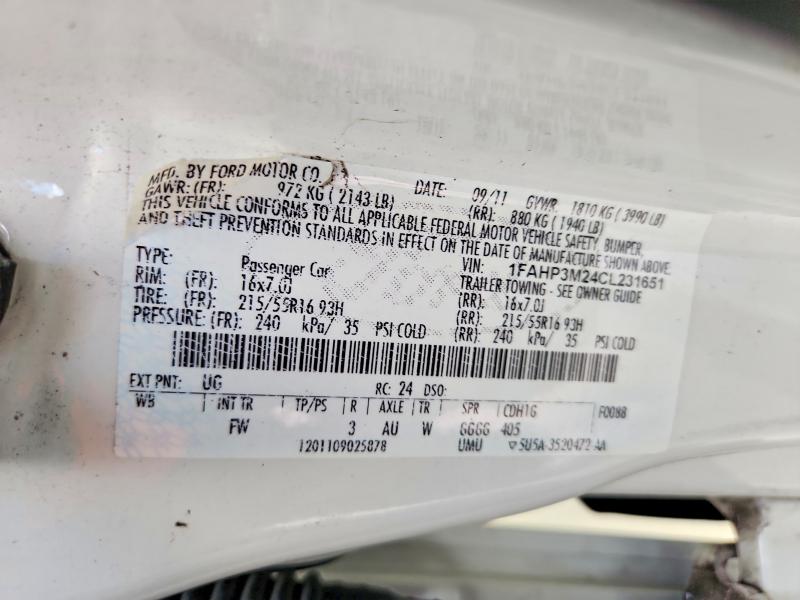 Продажа на аукционе авто 2012 Ford Focus, vin: 1FAHP3M24CL231651, номер лота: 65821896