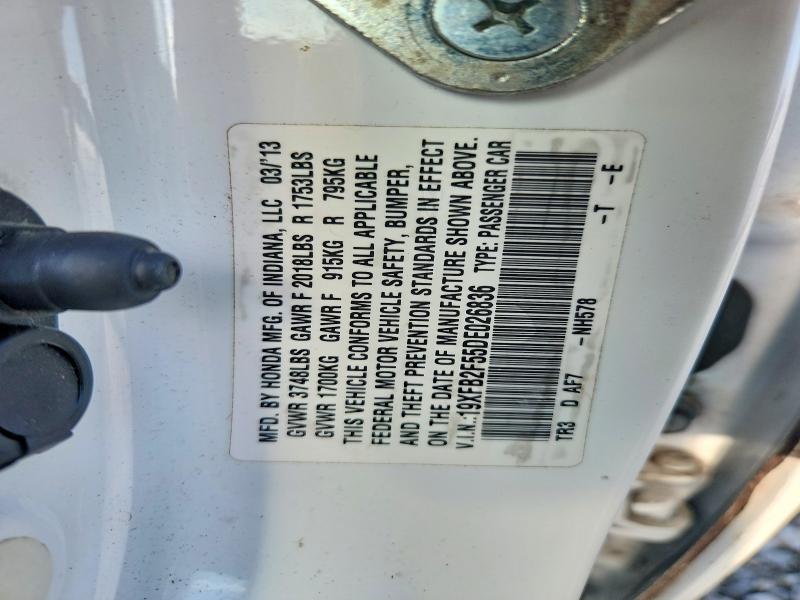 66891536 :رقم المزاد ، 19XFB2F55DE026836 vin ، 2013 Honda Civic مزاد بيع
