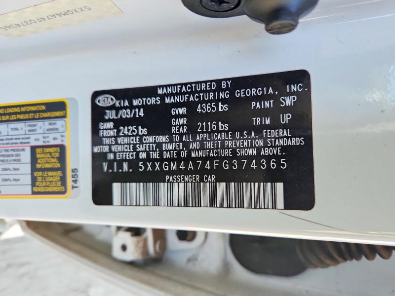 66269206 :رقم المزاد ، 5XXGM4A74FG374365 vin ، 2015 Kia Optima مزاد بيع
