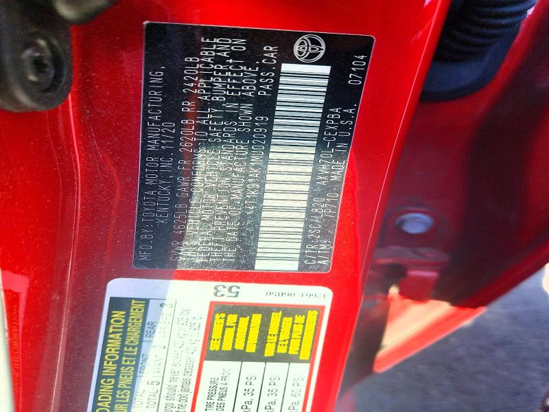 Aukcja sprzedaży 2021 Toyota Camry, vin: 4T1K31AK1MU020919, numer aukcji: 64744916