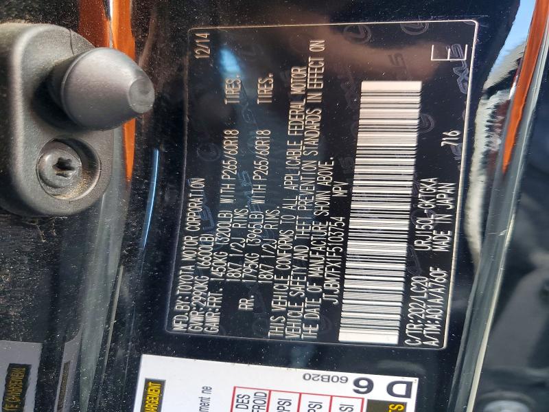 Auction sale of the 2015 Lexus Gx, vin: JTJBM7FX1F5103754, lot number: 64124766