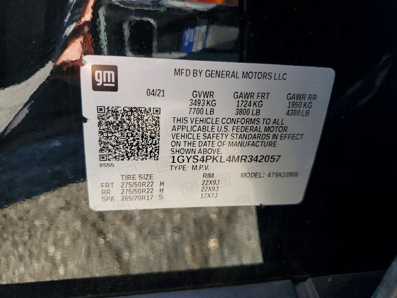 64608706 :رقم المزاد ، 1GYS4PKL4MR342057 vin ، 2021 Cadillac Escalade مزاد بيع