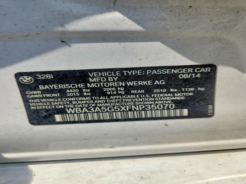 Aukcja sprzedaży 2015 Bmw 328, vin: WBA3A5G5XFNP35070, numer aukcji: 65158986