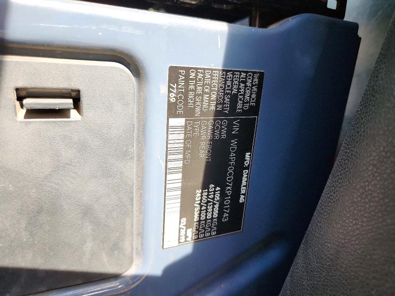Aukcja sprzedaży 2019 Mercedes-benz Sprinter, vin: WD4PF0CD7KP101743, numer aukcji: 64321436