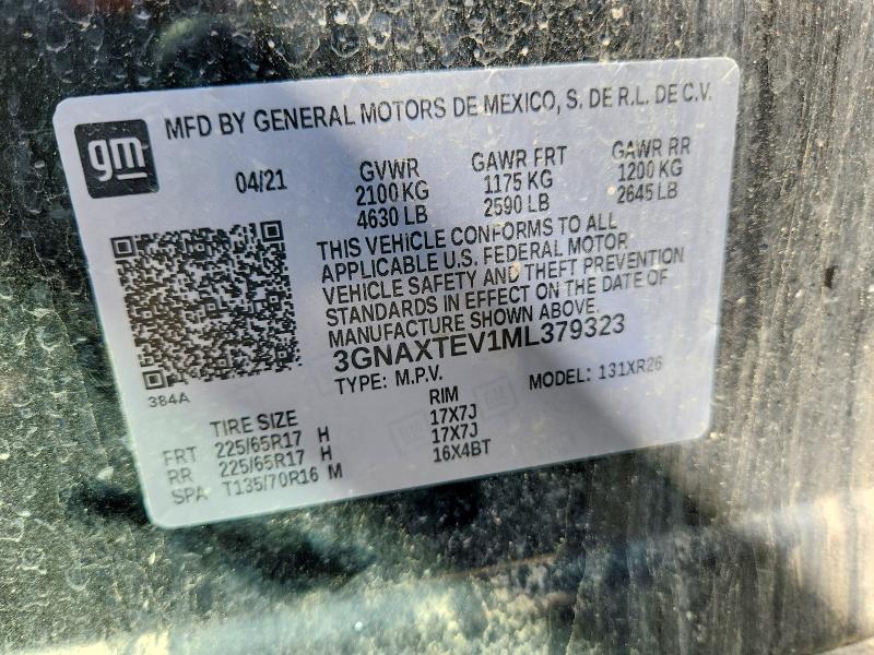 Продажа на аукционе авто 2021 Chevrolet Equinox, vin: 3GNAXTEV1ML379323, номер лота: 65402326