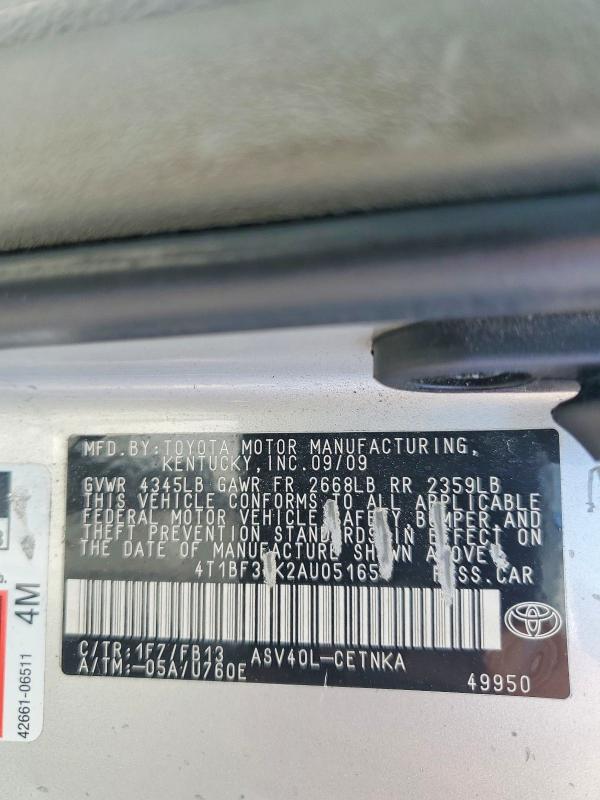Auction sale of the 2010 Toyota Camry, vin: 4T1BF3EK2AU051654, lot number: 66657526