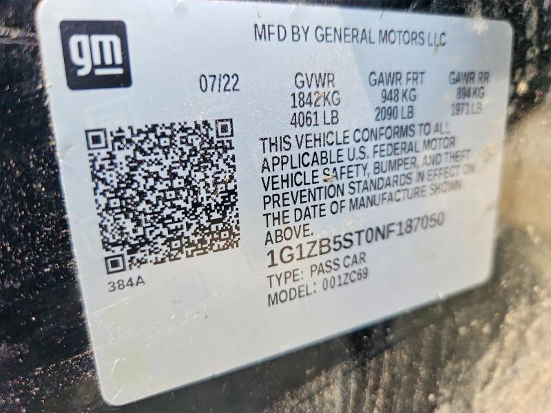 Продажа на аукционе авто 2022 Chevrolet Malibu, vin: 1G1ZB5ST0NF187050, номер лота: 63696796