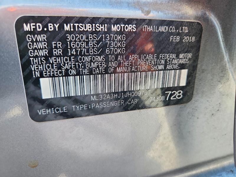 Aukcja sprzedaży 2018 Mitsubishi Mirage, vin: ML32A3HJ1JH009767, numer aukcji: 64425286