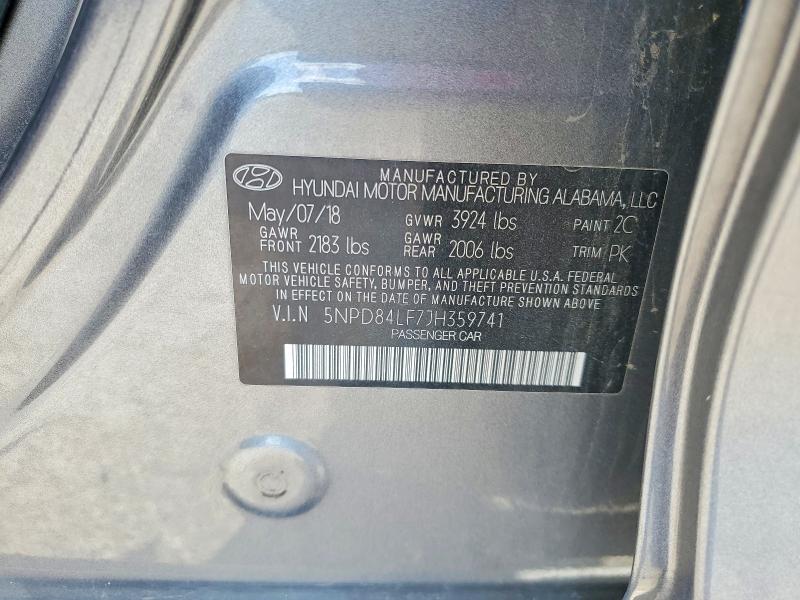 65906536 :رقم المزاد ، 5NPD84LF7JH359741 vin ، 2018 Hyundai Elantra مزاد بيع