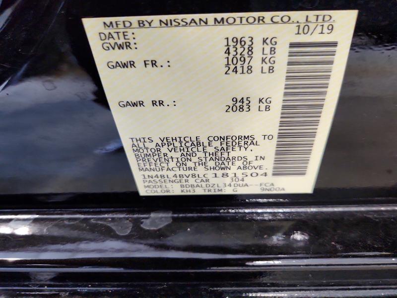 2020 Nissan Altima მანქანა იყიდება აუქციონზე, vin: 1N4BL4BV8LC181504, აუქციონის ნომერი: 66373896