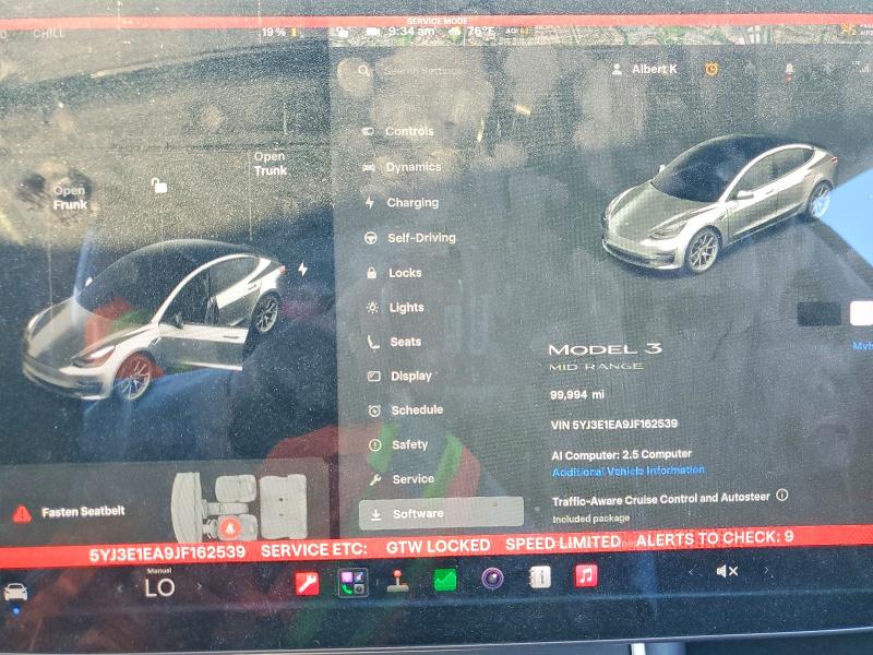 2018 Tesla Model 3 მანქანა იყიდება აუქციონზე, vin: 5YJ3E1EA9JF162539, აუქციონის ნომერი: 66634966
