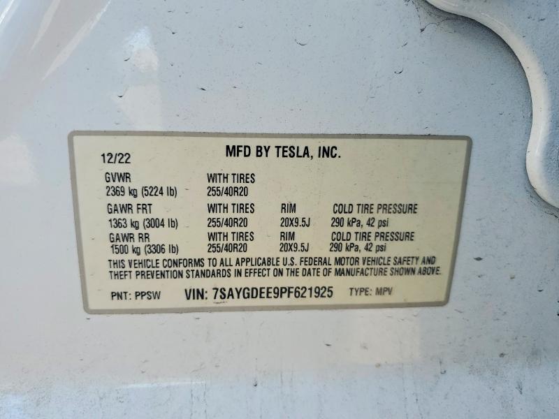 Продажа на аукционе авто 2023 Tesla Model Y, vin: 7SAYGDEE9PF621925, номер лота: 65404546
