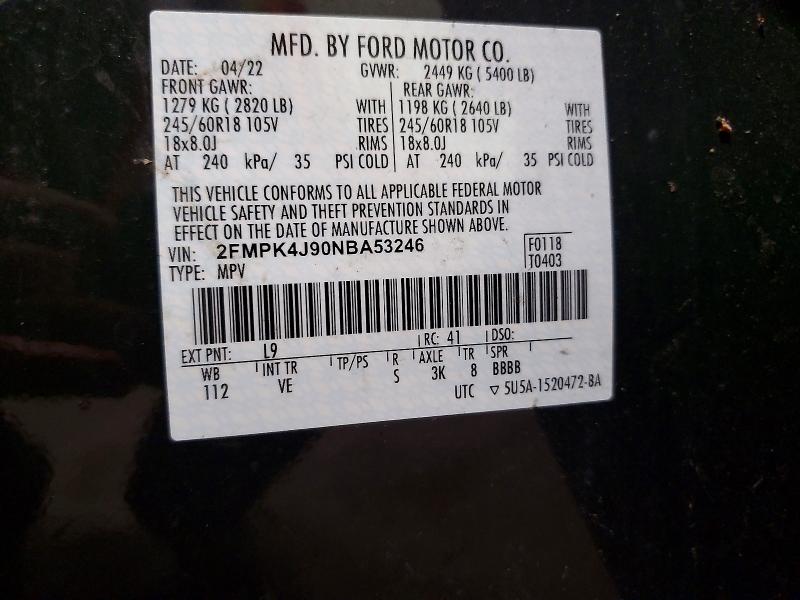 Продаж на аукціоні авто 2022 Ford Edge, vin: 2FMPK4J90NBA53246, номер лоту: 70390666