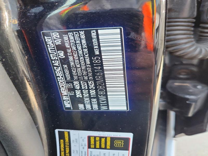 Aukcja sprzedaży 2021 Mercedes-benz C, vin: W1KWF8DB2MR614185, numer aukcji: 64063756
