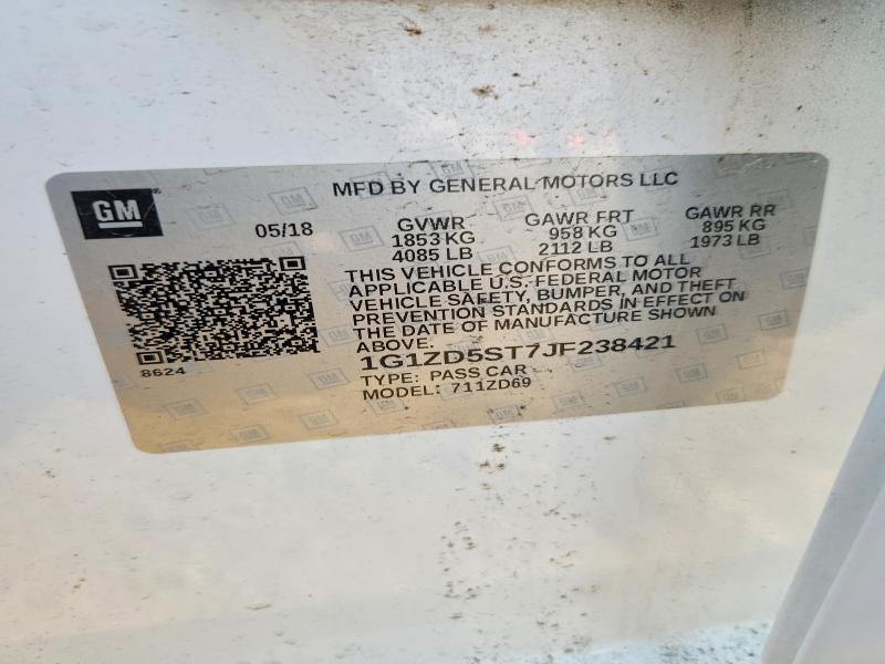 Aukcja sprzedaży 2018 Chevrolet Malibu, vin: 1G1ZD5ST7JF238421, numer aukcji: 64954506