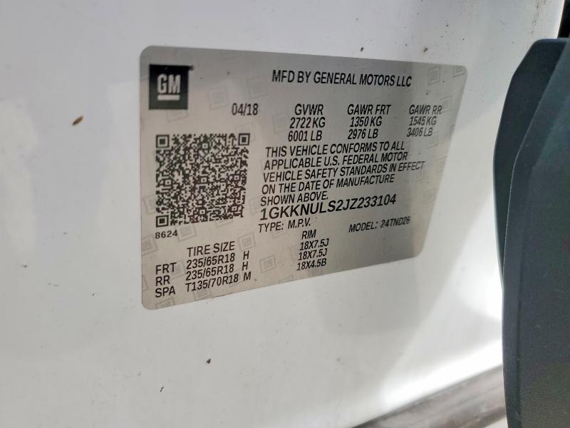 66199246 :رقم المزاد ، 1GKKNULS2JZ233104 vin ، 2018 Gmc Acadia مزاد بيع