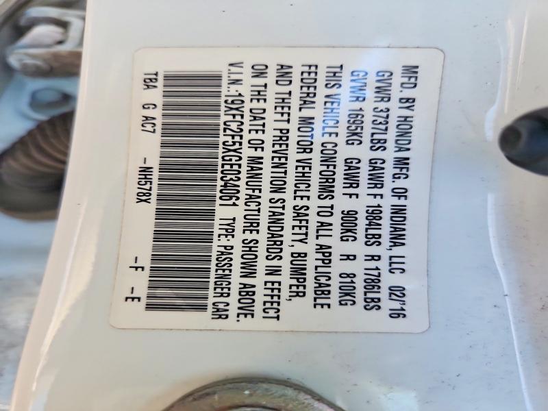 Aukcja sprzedaży 2016 Honda Civic, vin: 19XFC2F5XGE034061, numer aukcji: 64997896