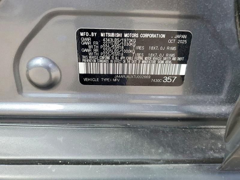 63600806 :رقم المزاد ، JA4ARUAUXTU002669 vin ، 2026 Mitsubishi Outlander Sport مزاد بيع